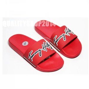 Men's Tommy Hilfiger cursive Slide Sandals red